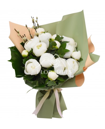 Buchet de 15 bujori albi Buchet de 15 bujori albi